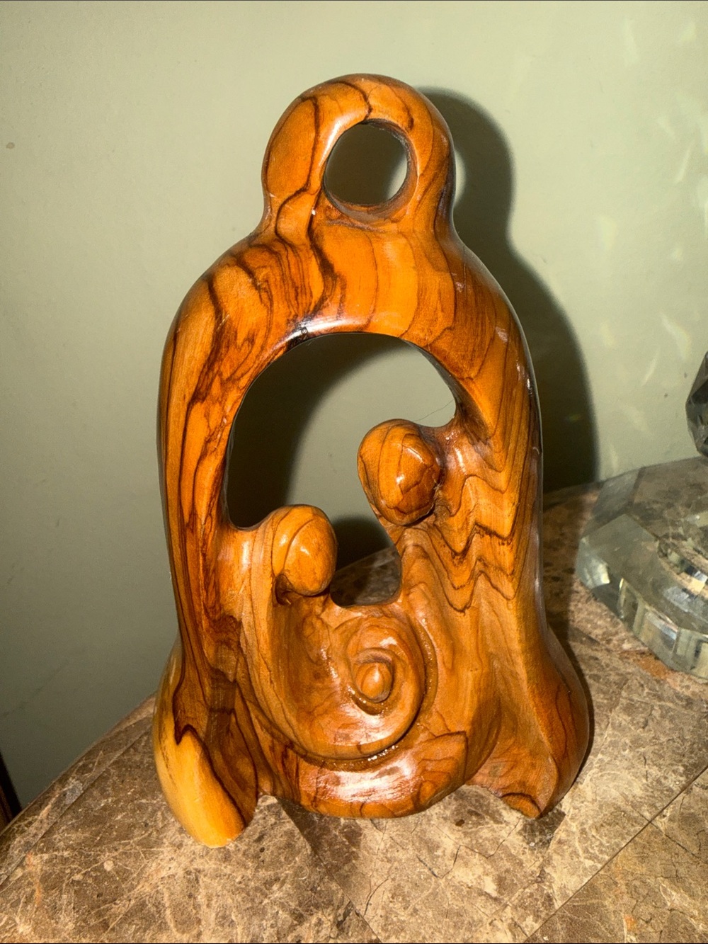 Artisan Hand-Carved Wooden Holy Family Olive Wood Sculpture